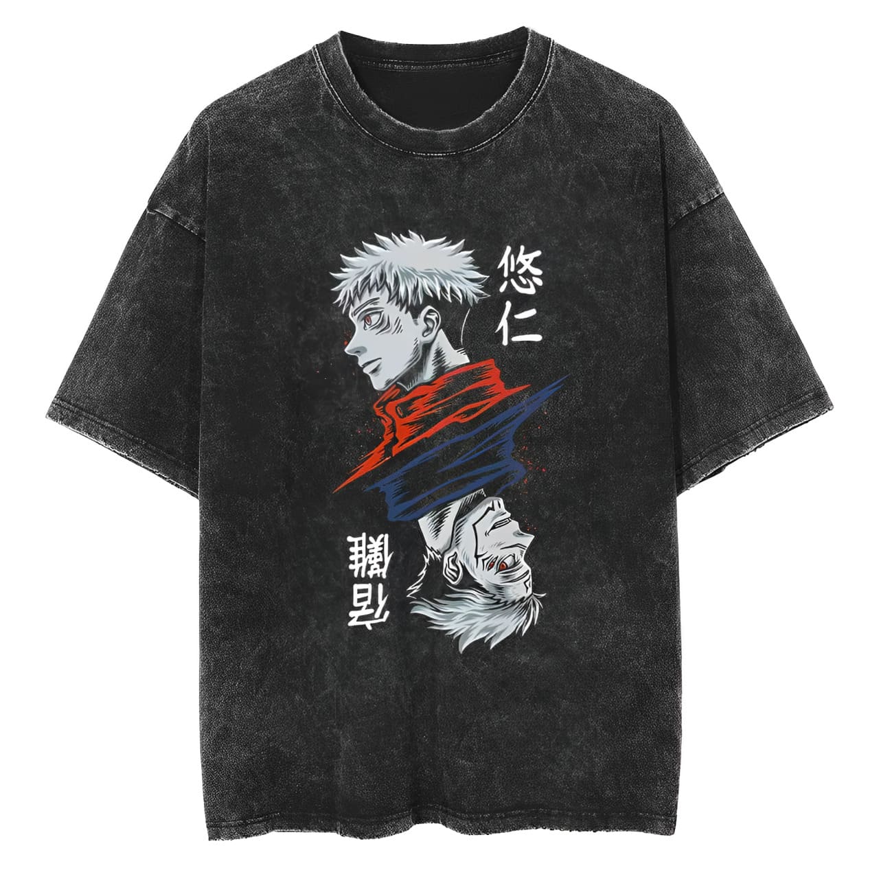 Acid Wash Vintage Graphic T Shirt - Itadori Sukuna T-Shirt Jujutsu Kaisen Anime