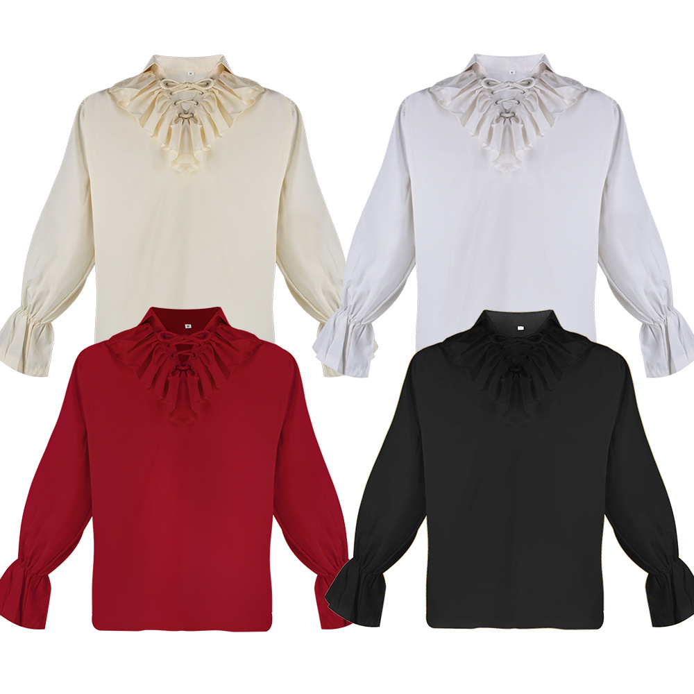 Shirts - Mittelalterliche Wikinger-Piraten-Vampir-Shirts, Steampunk-Bluse mit langen Ärmeln
