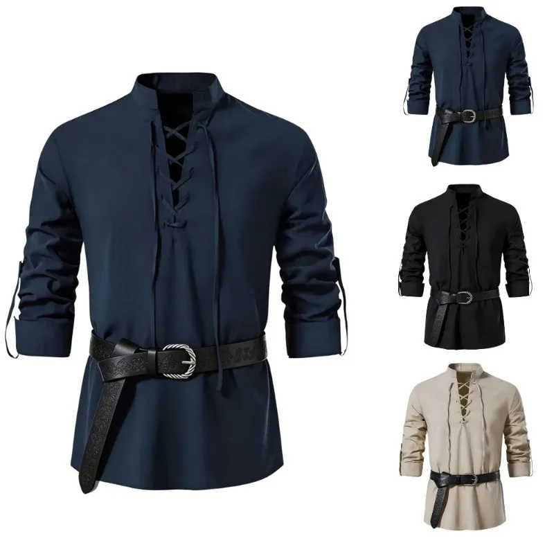 Herren-Mittelalterhemd im Wiki – Medieval Gothic Lace Up Pirate Shirt Bewertung und Preis