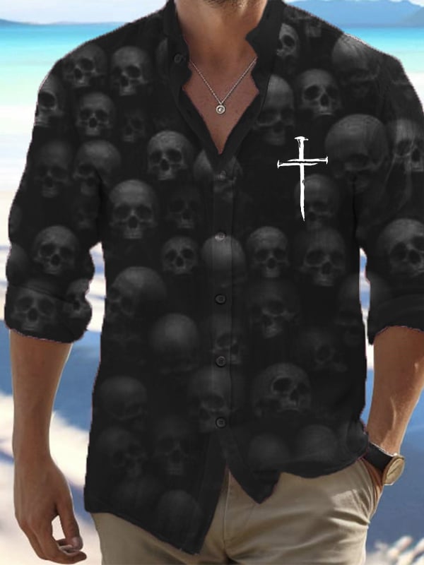 Halloween Men's Dark Skull Pri – Vintage Hawaiian Floral Shirt Bewertung und Preis