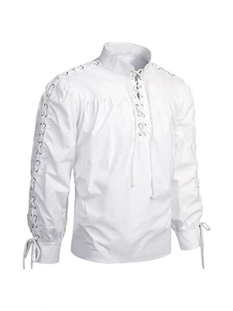 Herren Vintage Schnürhemd mit  – Medieval Gothic Lace Up Pirate Shirt Bewertung und Preis