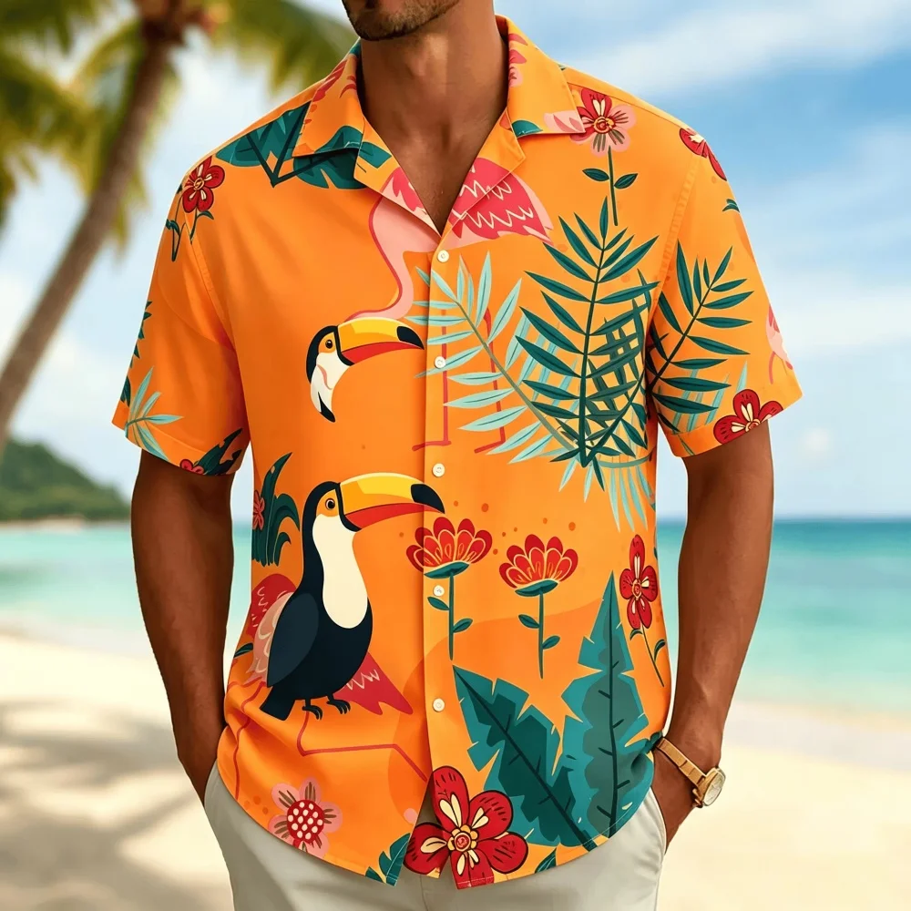 Herren-T-Shirt mit tropischem  – Vintage Hawaiian Floral Shirt Bewertung und Preis
